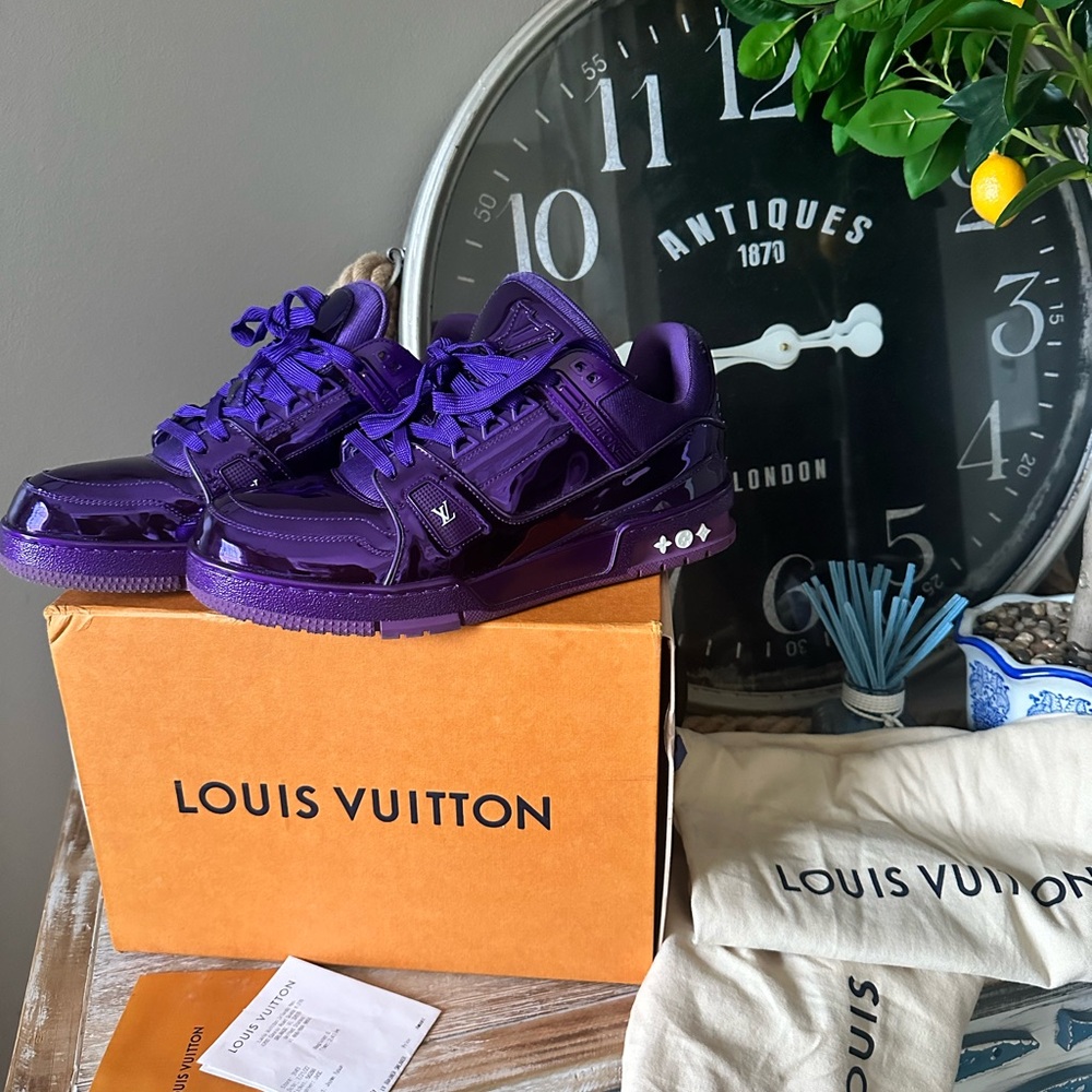 Louis Vuitton metallic purple sneakers with receipt